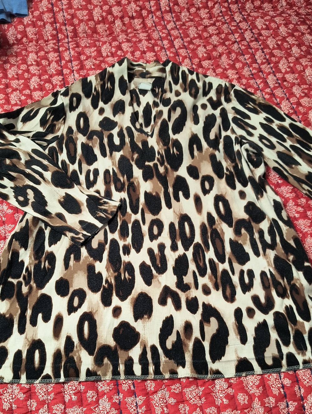 Chico's Size 2P Leopard Print V-Neck Tunic - Black & Brown